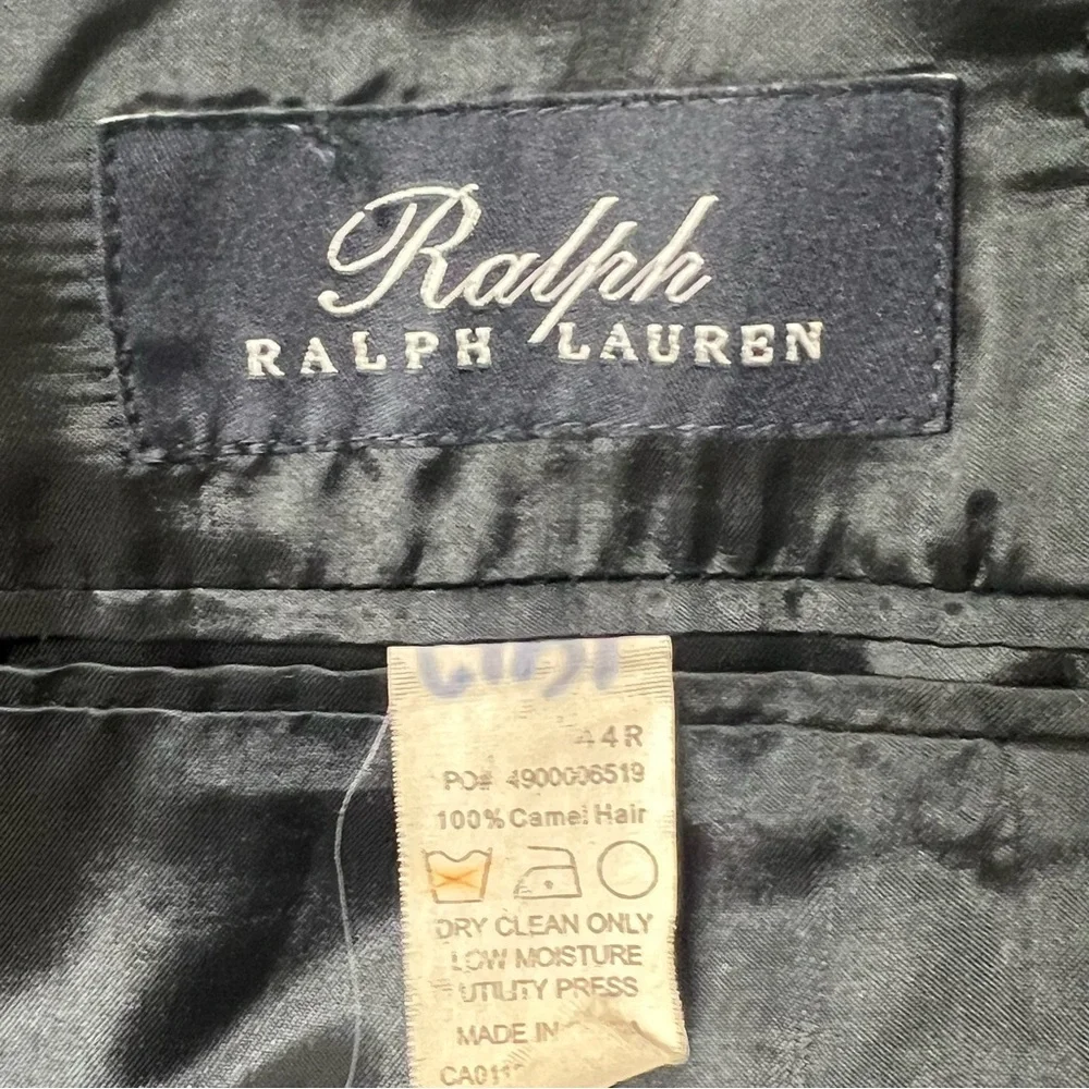 Ralph Ralph Lauren Loro Piana Jacket Men’s 44R Camel Hair Suit Coat Italy Black - Picture 9 of 11